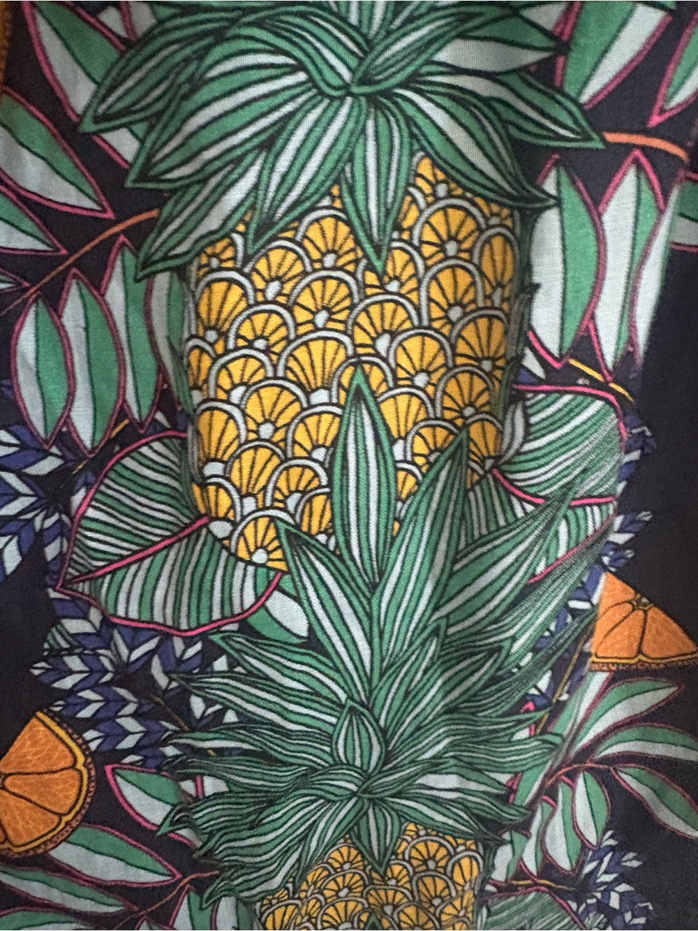 Boden linen dress tunic NWT US 6 notch neck linen mini navy pineapple bloom - Picture 8 of 16